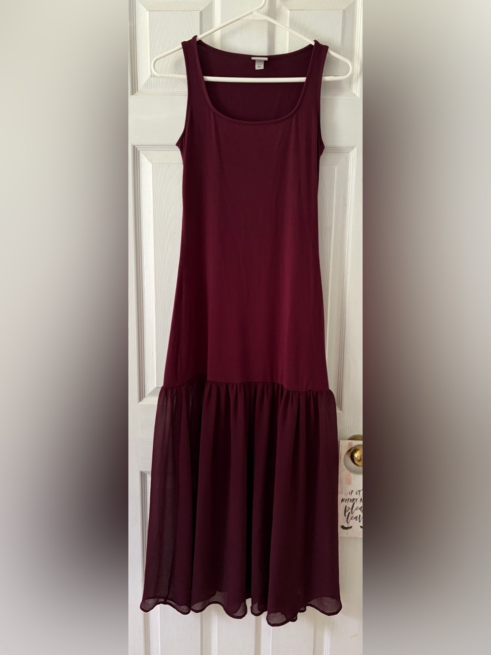 a new day Sleeveless Burgundy Maxi Dress with Chiffon Hem